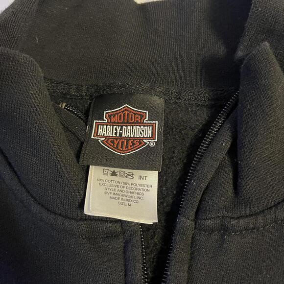 Harley-Davidson Black Full-Zip Jacket Sweatshirt Woman’s Medium with Red Logo - Picture 4 of 6